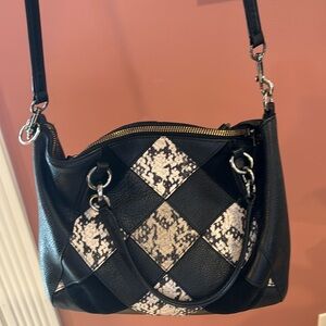 Coach Small Kelsey Satchel in Black Snake Embossed Patchwork